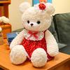Bear Doll Soft Fluffy Red Dot Dress Lace Embellishments Comfortable Hug Bear Plush Toy Bedroom Pillow Sofa Decor
