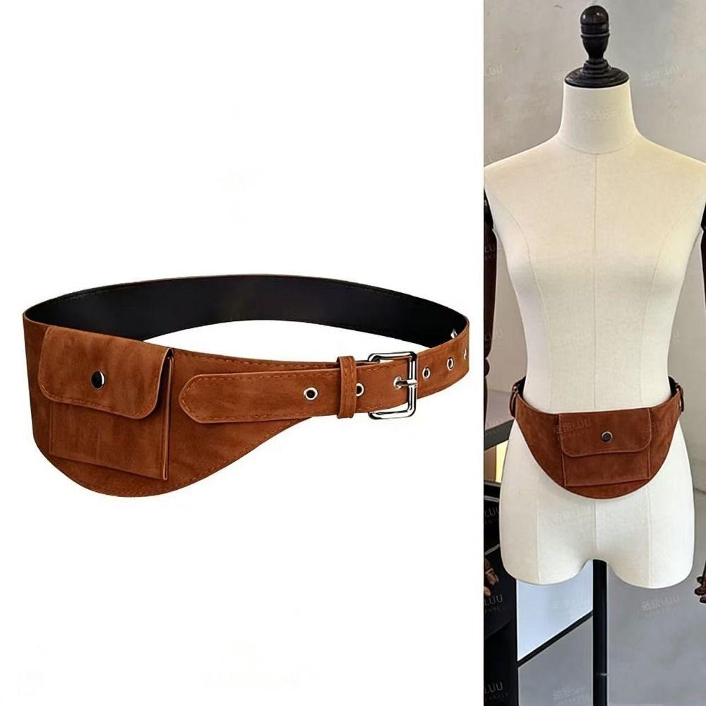 PU Women Waist Bag Wide Women Belt Bag Fashion Waistband  Dress Corsets