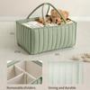 Portable Mom Tote Basket Baby Green Quilted Storage Basket with Handle - Large Capacity Organizer for Baby Toys Diapers Sundries