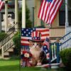 Patriotic 4th of July Cat Garden Flag 12.5x18 Inch Double Sided Outside, Memorial Day Floral Yard Outdoor Flag