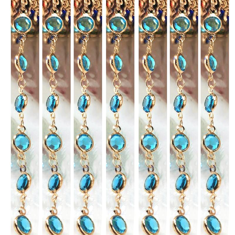 1meter 6mm Colorful Crystal Beads Beaded Chain Glass Bead KC Gold Necklace Chain Accessories for Jewelry Making Crafts DIY