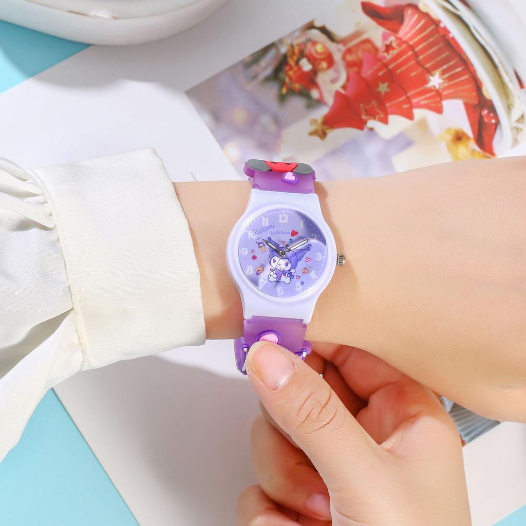 Cute Sanrio Hello Kitty Watches for Girls 3D Cartoon Pattern Kuromi Melody Children Watch Wrist Clock Kids Birthday Gift