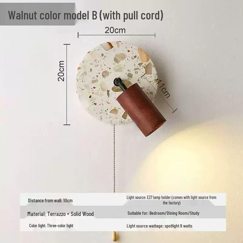 Nordische drehbare transluzente Stein-LED-Wandleuchte für Schlafzimmer im Wabi-Sabi-Stil, Nachttisch, Eingang oder Balkon.