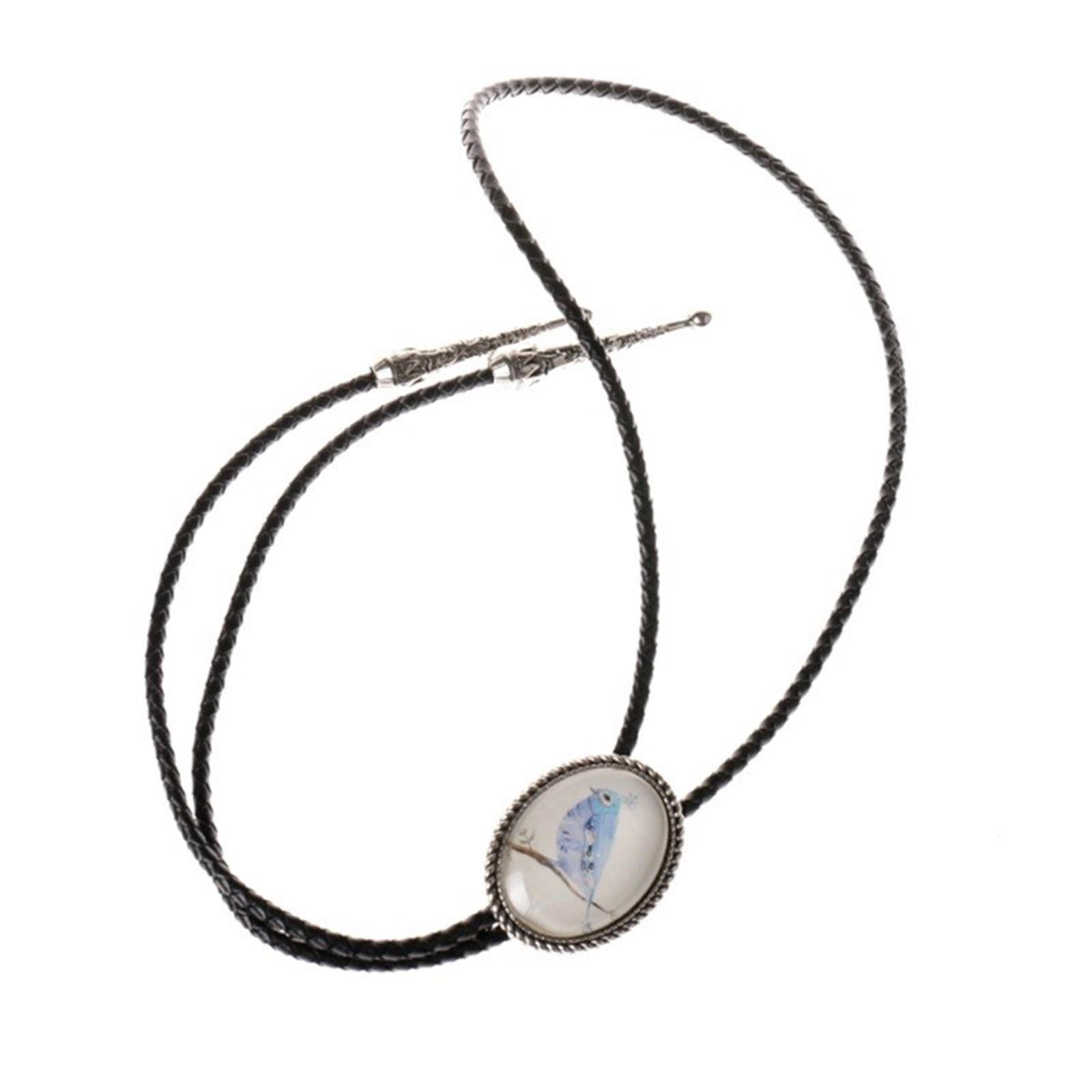 

Braided Shoestring Bolo Tie with Engraving Stone Charm Cowboy Necktie Necklace Country Style Bolo Tie Cowboy