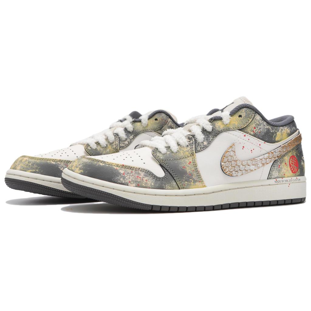 Jordan Air Jordan 1 Abrasion Resistant Abrasion Resistant Low top Basketball Shoes Women's Gray Gold 553560-044(Teamfour-)