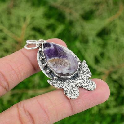 Chevron Amethyst Pendant 925 Sterling Silver Pendant Antique Jewelry Handmade Gemstone Pendant Gifts For Him