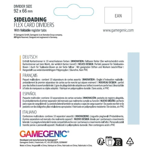 Gamegenic Side-Loading Flex Card Dividers (Pack of 10 Card Dividers)