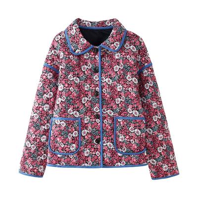 Fashion Floral Printing Cotton Coat Warm Women's Loose Long Sleeved Turndown Collar Jacket Pocket European Style Commut Simple Casual Autumn Winter
