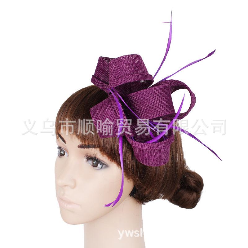 Wassermelonenrot Exquisites Schleifen-Stirnband Imitation Hanfgarn Kopfbedeckung Britische Haaraccessoires Society Ball Empfang