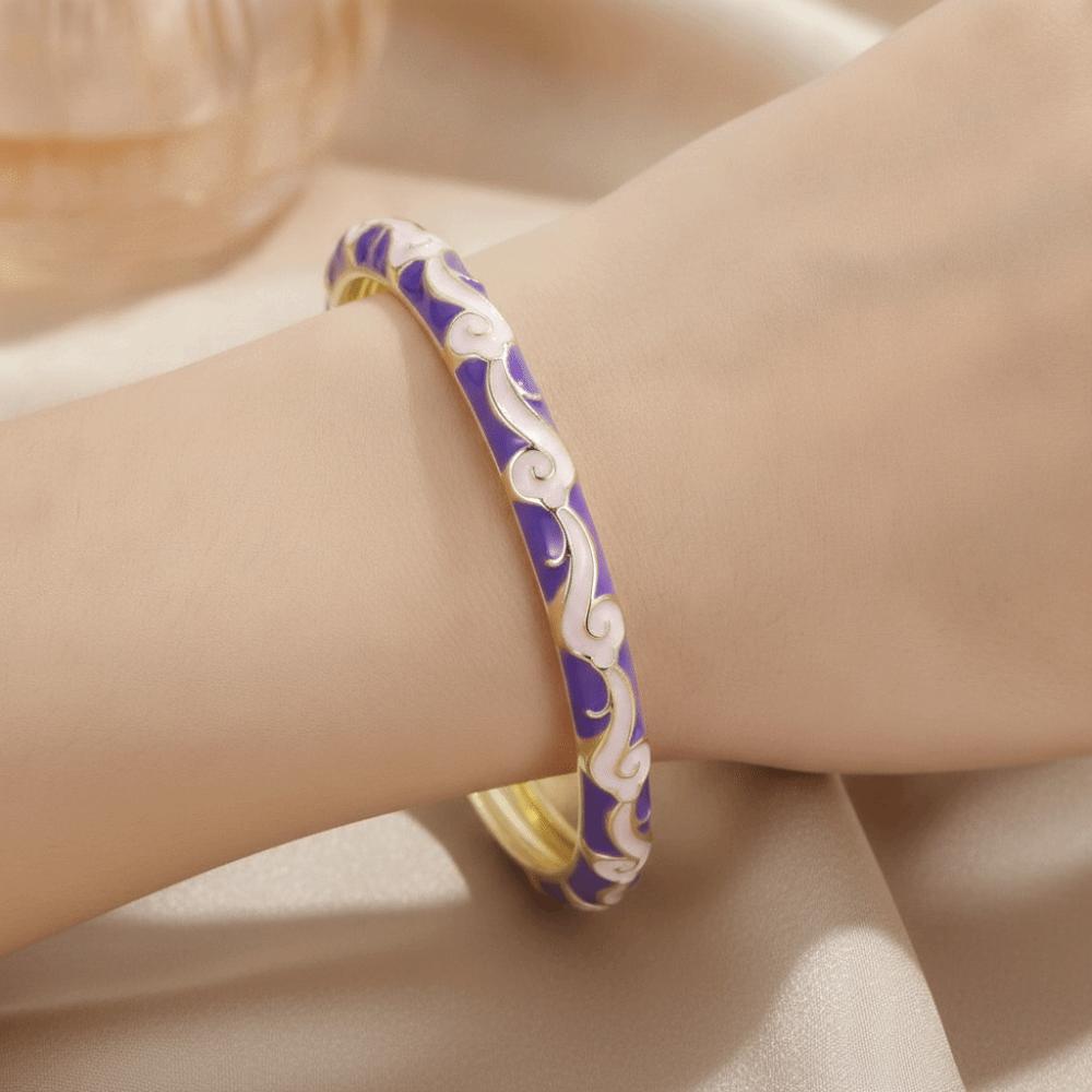 Lightweight Metal Cloisonne Lucky Bangle Colorful Glazed Ethnic Pattern Cuff Tourist Attractions