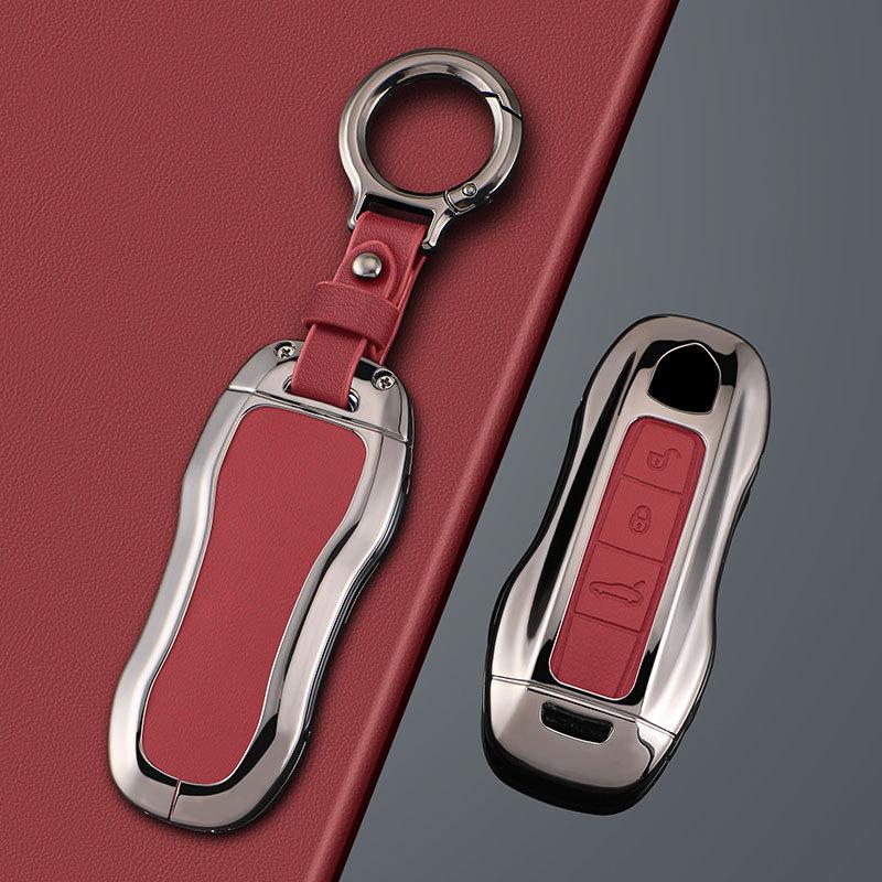 Für Porsche Schlüsseletui Cayenne Macan Paramela 911 Auto-Schlüsseletui 718 Metall Leder Schnalle