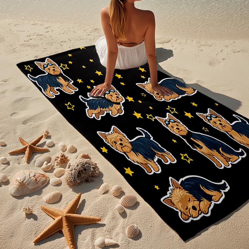 Cherry Blossom Yorkie Beach Towel, Super Soft Microfiber, Gift for Her/Him, Birthday, for Pool, Beach, Travel, Home Decor Fan Gifts