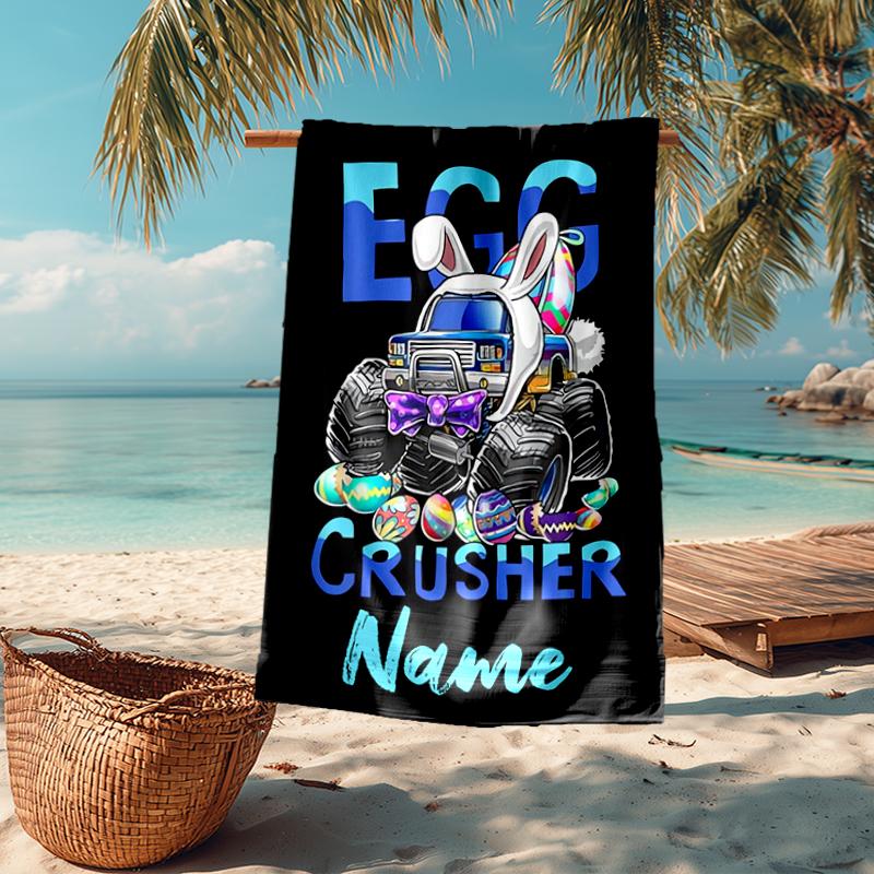 Custom Name Ultra-Soft Beach Towel with Truck Theme,Ideal for Pool - Camping, Diving - Perfect Travel Essential, Vibrant Beach Towel.