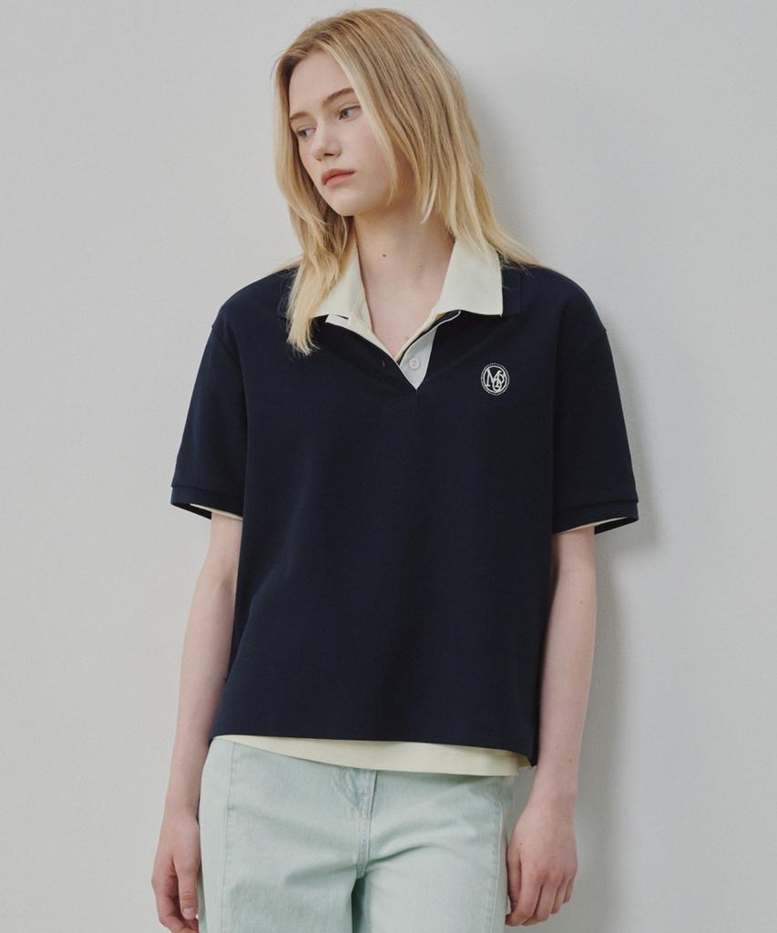 Ollibeudeollibeu Logo Embroidered Collared T-Shirt Oe6Me3110
