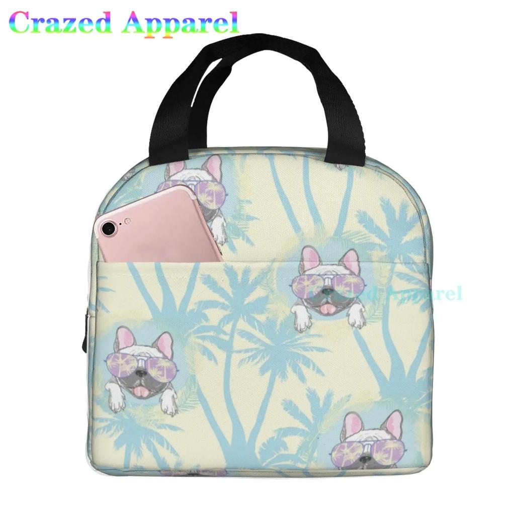 French Bulldogs Dog Insulated Lunch Bag for Women, Men, and Kids, Large and Reusable, Handle, Freezable Work and School Travel