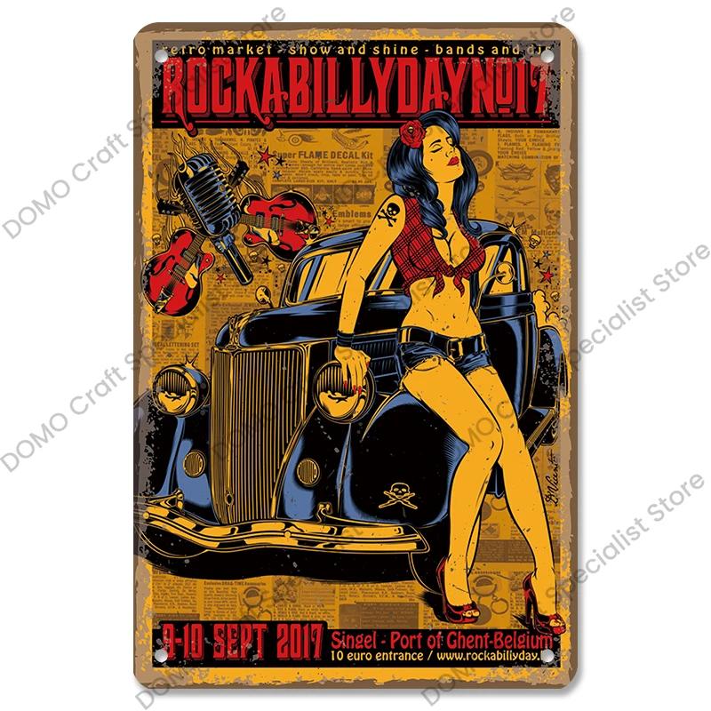 Poster Auto d'Epoca Lattine Metalliche Ragazze Sexy Auto d'Epoca Targhe Metalliche Retrò Decorazione Murale Garage Club Pub Man Cave