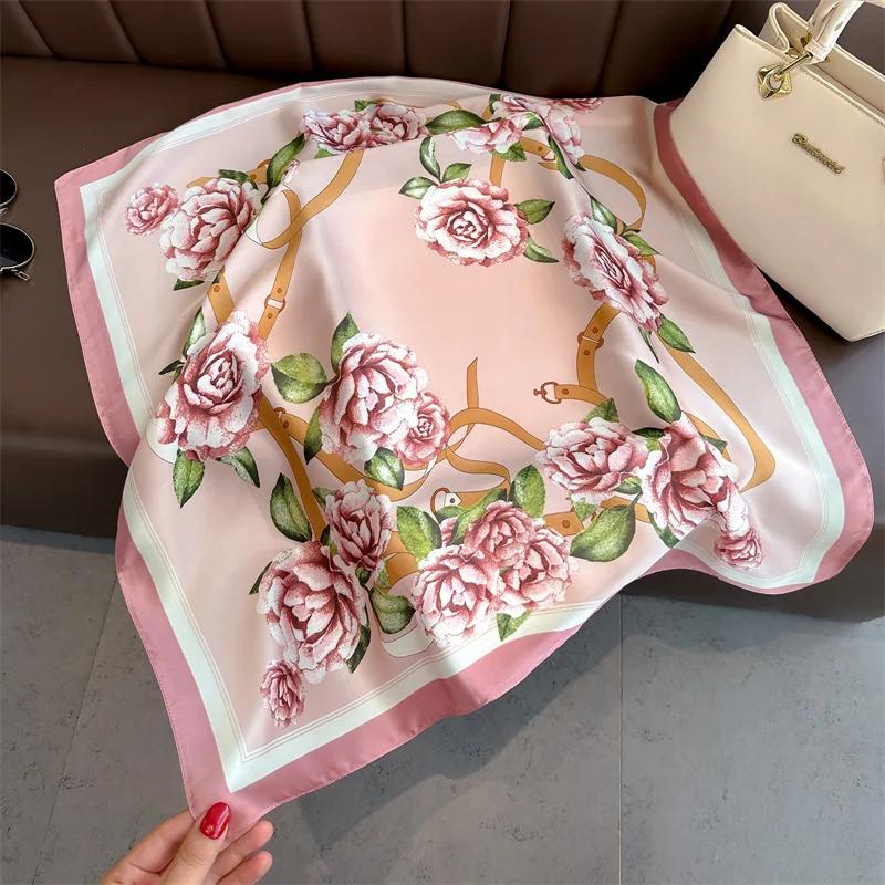 Fashion Handkerchief Women Neck Scarves Silk Satin Headband Small Hijab Scarfs Cartoon Print Kerchief Cute Hair Scarf For Ladies