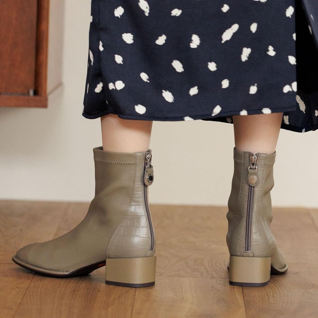 HIMIKO/Himiko/Embossed Combination Stretch Boots/631420 Gray 230