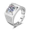 Moissanite Plated White Gold Open Ring: European & American Bestseller - Simple, Fashionable Wide Band Men's Jewelry
