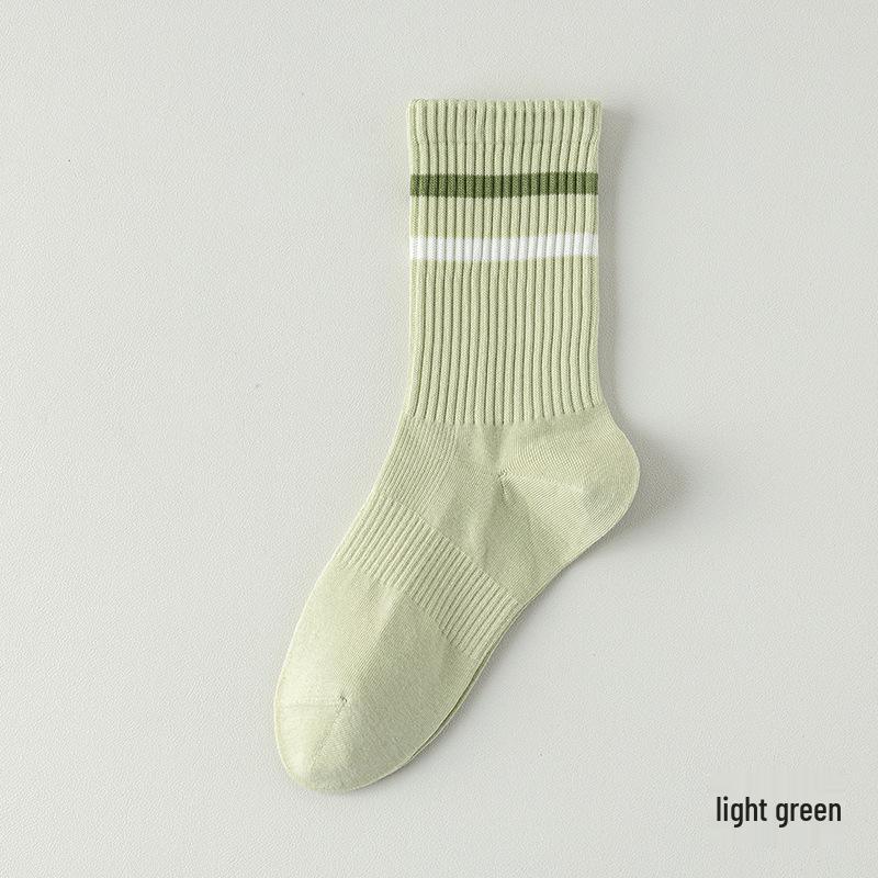 Women's Pure Cotton Mid-Calf Socks - Odor-Resistant, Sweat-Absorbent, Casual Sports Socks for Spring & Autumn, White, Trendy