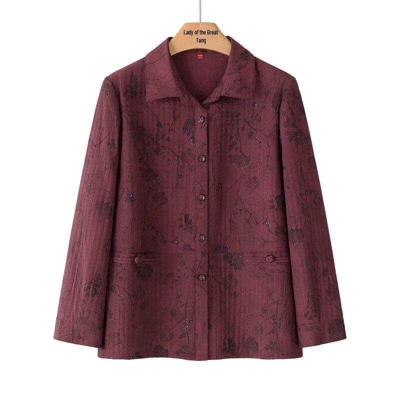 

Elegant Middle-Aged Women s Nine-Quarter Sleeve Top 4XL