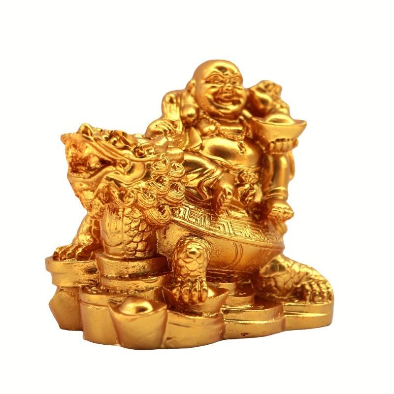 Resin God Of Wealth Laughing Buddha Statue, Modern Art Sculpture,Feng Shui Dragon Turtle Decoration Figurines Statue