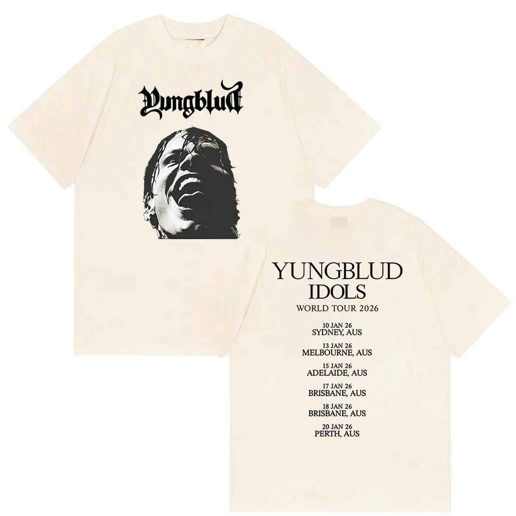 Heißer Verkauf YUNGBLUD Idols World Tour 2026 Grafik T-Shirt Herren Damen Gothic Oversized T-Shirt Y2K Harajuku Punk T-Shirt