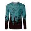 Men's Fashion Casual Printed Long Sleeve O-Neck Shirts Tops Blouse