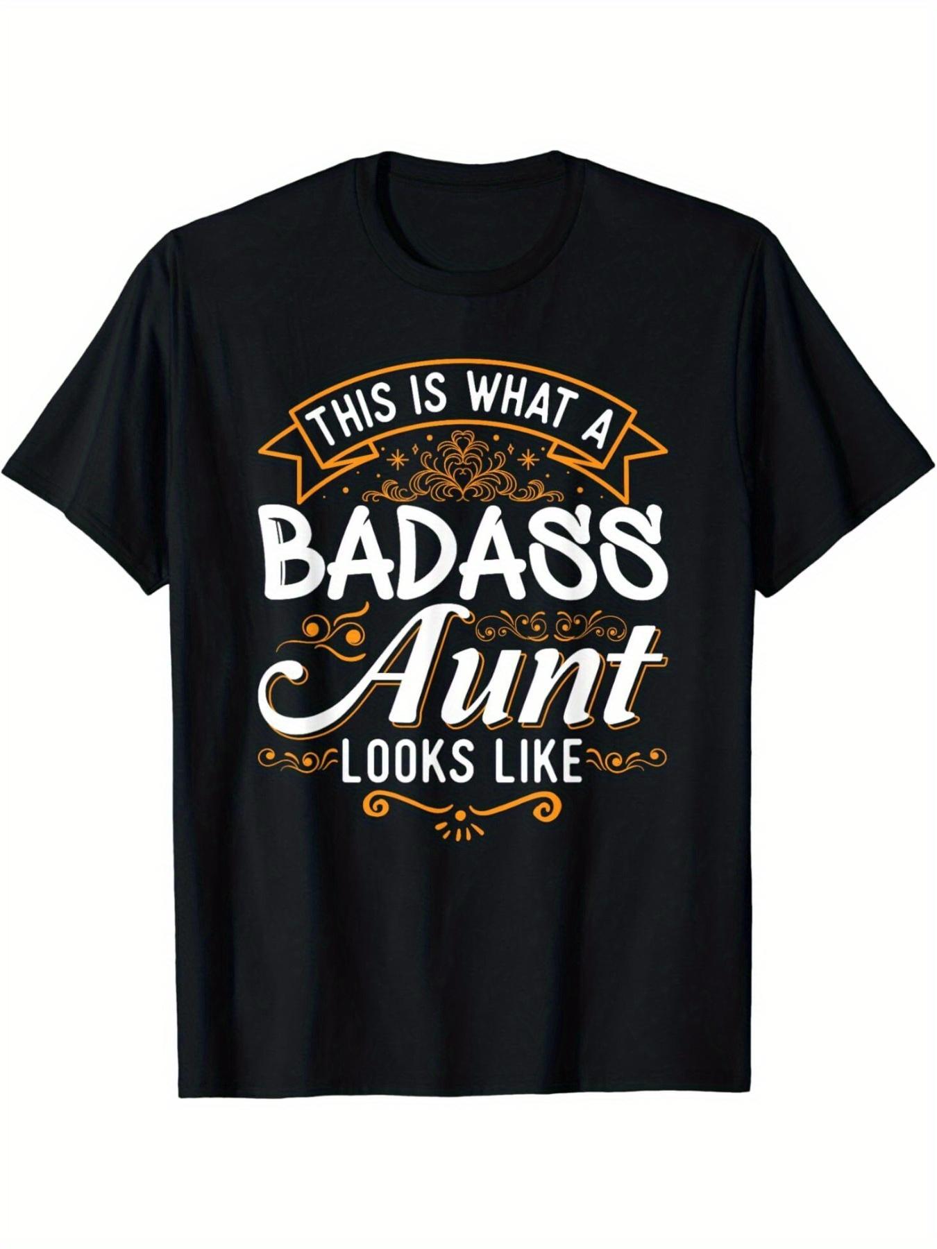 BADASS AUNT Graphic T-shirt for Men - 100% Cotton Breathable Lightweight Casual Tee with Bold Orange & White Print XL