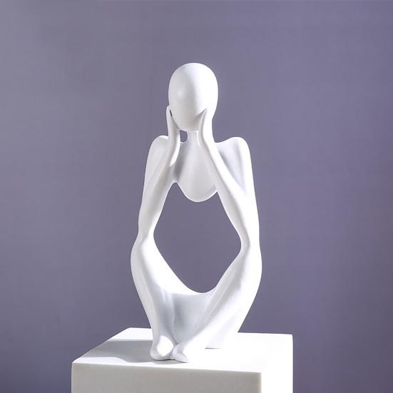Jijijing Thinker Statue, Modern Abstract Art Sculpture, 3D Printed Collectible Figurine for Home Office Bookshelf Desktop Decor