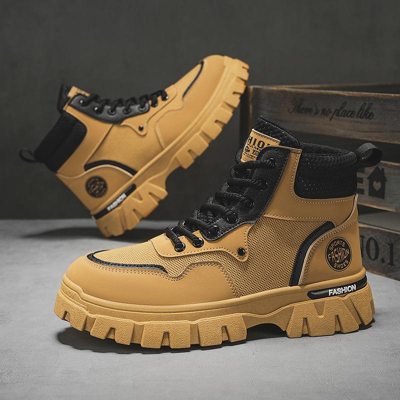 Martin boots men's autumn breathable high-top British style retro tooling boots outdoor mountaineering desert combat rhubarb boots