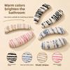 Adhesive-type Household Toilet Seat Cover for Autumn and Winter. Thick Striped Toilet Seat Pad for Easy Cleaning.