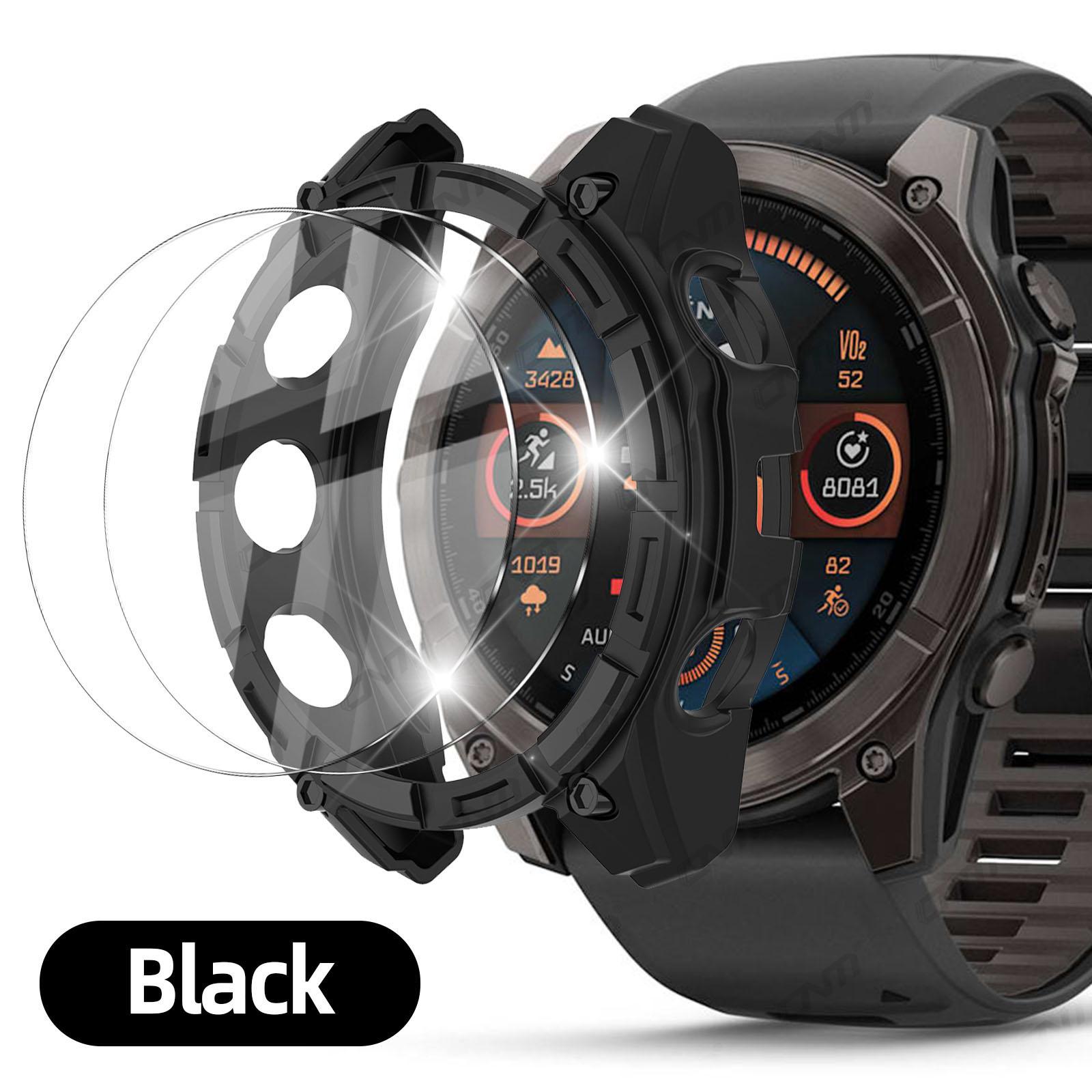 

Стекло+Чехол 2-в-1 для Garmin Fenix 8 51/47/43мм AMOLED Защитное стекло для экрана Solar Закаленное стекло+Бампер Защитная крышка Аксессуары Fenix 8 47mm AMOLED чёрный