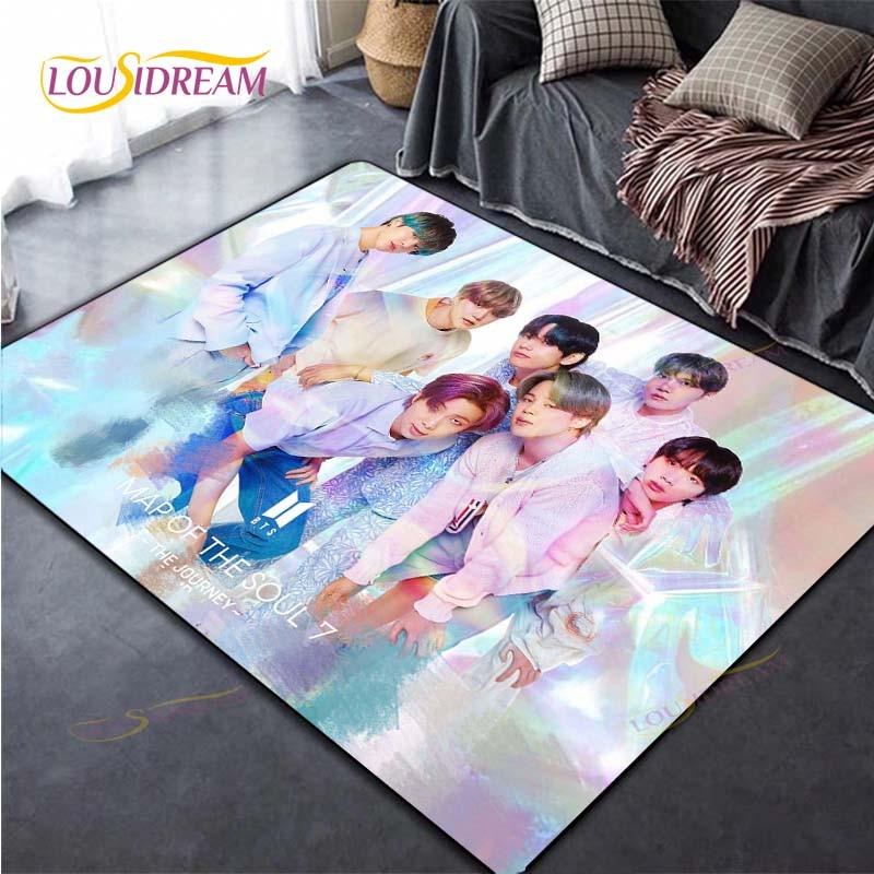 Tappeto Kpop Bangtan Boys Tappeto BTS Tappetini per Tavolino Soggiorno Tappeto Camera da Letto Tappetini per Pavimento Lavabili Tappetino per Area Domestica Regalo