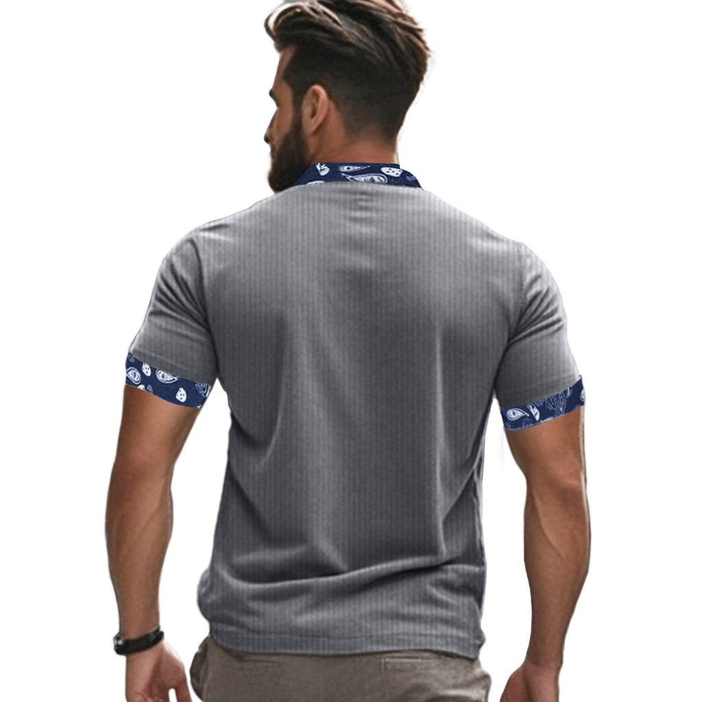 Summer Men Strap Corduroy Short Sleeve T-shirt Men
