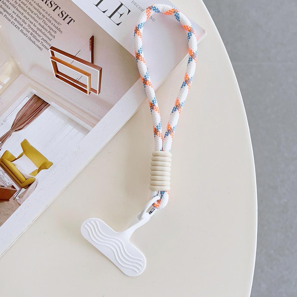 Universal Braided Short Mobile Phone Lanyard Strap Hanging Chain Ring Silicone Cord with Patch Wrist Strap Cell Phone Detachable