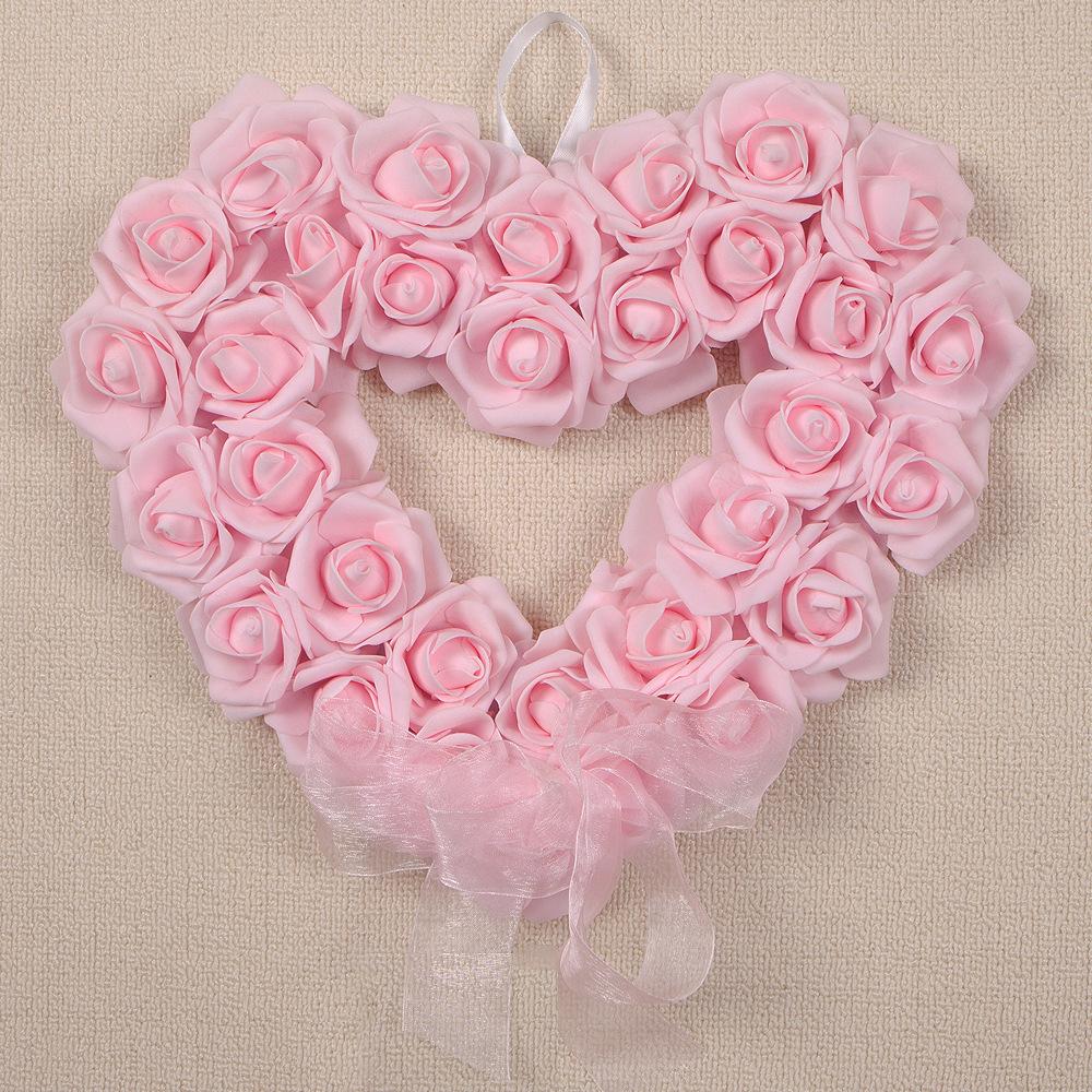 Valentine'S Day White Rose Wreath 2024 Romantic Love Wreath Outdoor Wedding Scene Arrangement Props