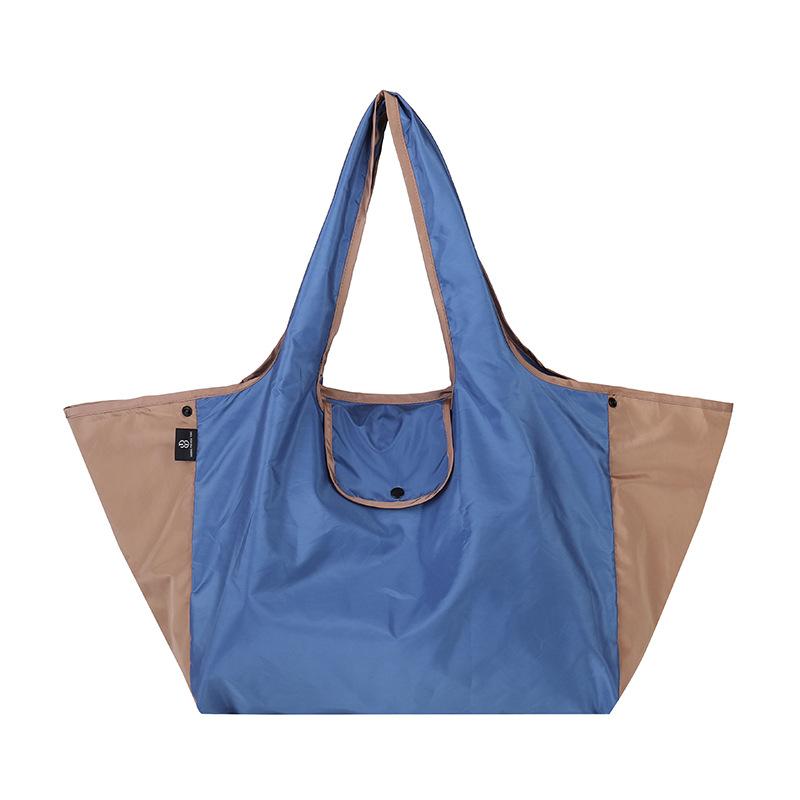 

Foldable Shopping Bag Portable Lightweight Large Capacity Eco-Friendly Bag Contrast Color Side 2-in-1 Bag хаки