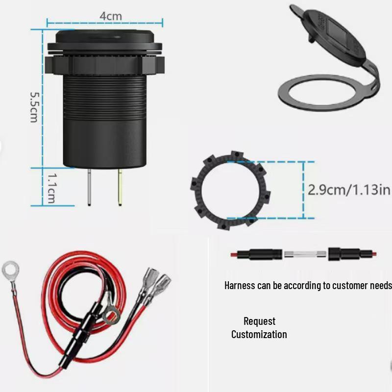 12-24V Fast Charging Car & Motorcycle Adapter with Cigarette Lighter Port