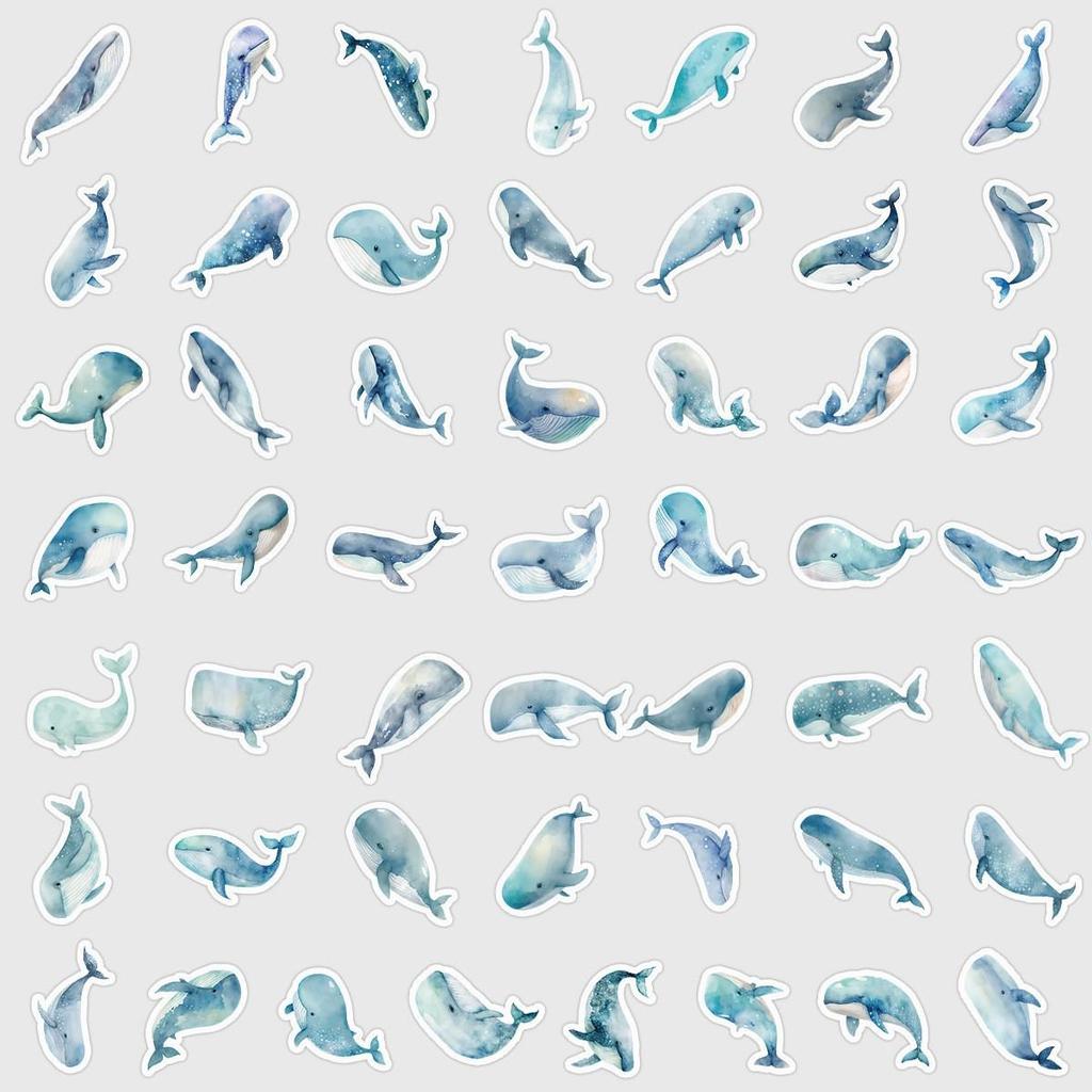 50PCS Cute Marine Life Waterproof Stickers for Water Bottles, Computers, & DIY Stationery