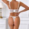 Europäisches & Amerikanisches Sexy Fischgräten-Mesh Crop Top & Spitzen-BH String Set – Bequem, Dehnbar, Durchsichtig Formend
