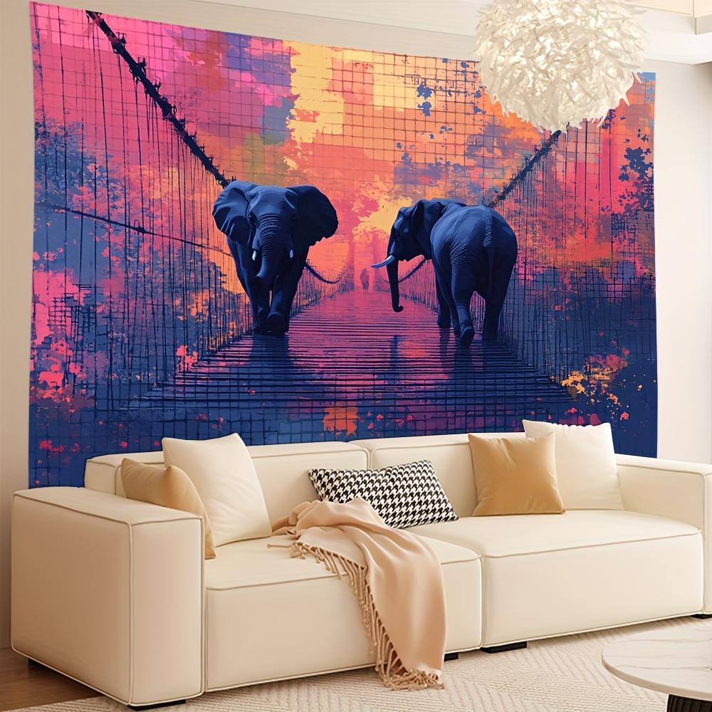 Elephant Bridge Deck Theme Digital Printing Polyester Wall Hanging Tapestry Decorative Living Room Bedrooms Background Gift