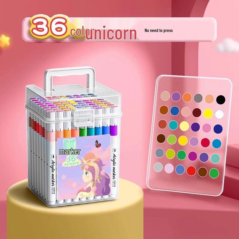 Acrylic Markers: 36 Color Washable, Stackable, Opaque Watercolor Pens for Children's Art Projects