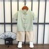 Completo Estivo da Ragazzo a Maniche Corte Stile Cinese per Bambini Hanbok Bello Completo Tang Cotone Lino Sezione Sottile di Abbigliamento Antico