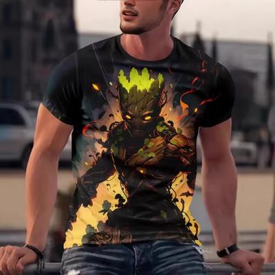 Street Trend Funny Men's Clothing Casual T-shirt 3D Printing Creative Graphic Short Sleeved Loose Round Neck Top Men