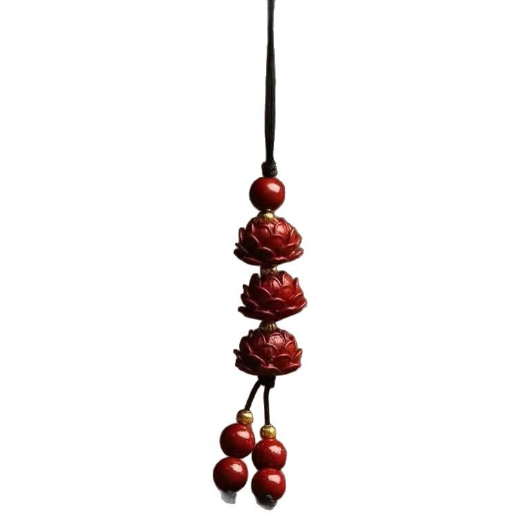 Peace Lotus Phone & Car Keychain Pendant - Imitation Cinnabar Gift for Men & Women