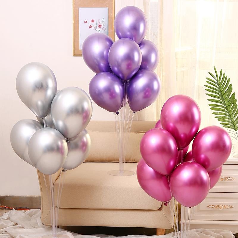 QAKGL 50 Pc Chrome Metal Color Party Decoration Balloons 12'' Latex Round Balloon Birthday Party Balloons Metallic