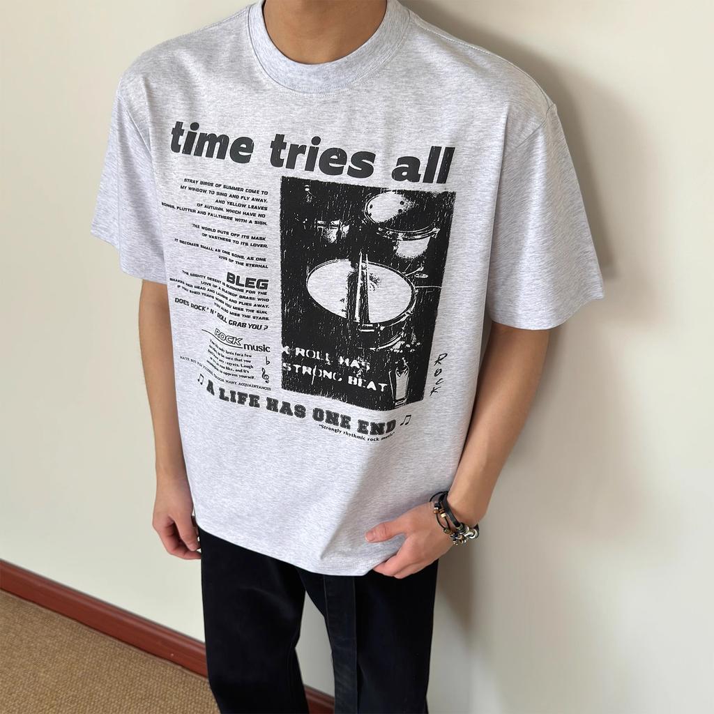 Amerikanisches Retro High Street Kurzarm-T-Shirt Herren Hochwertiges Ruan Shuai Oumei Top T-Shirt Modemarke Paar