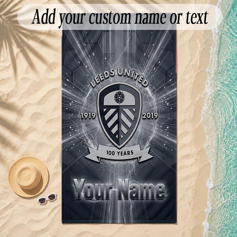Beach TowelLeeds United Custom Name Text Personalized Soft Towel for Beach Pool Indoor Home Decor Gift