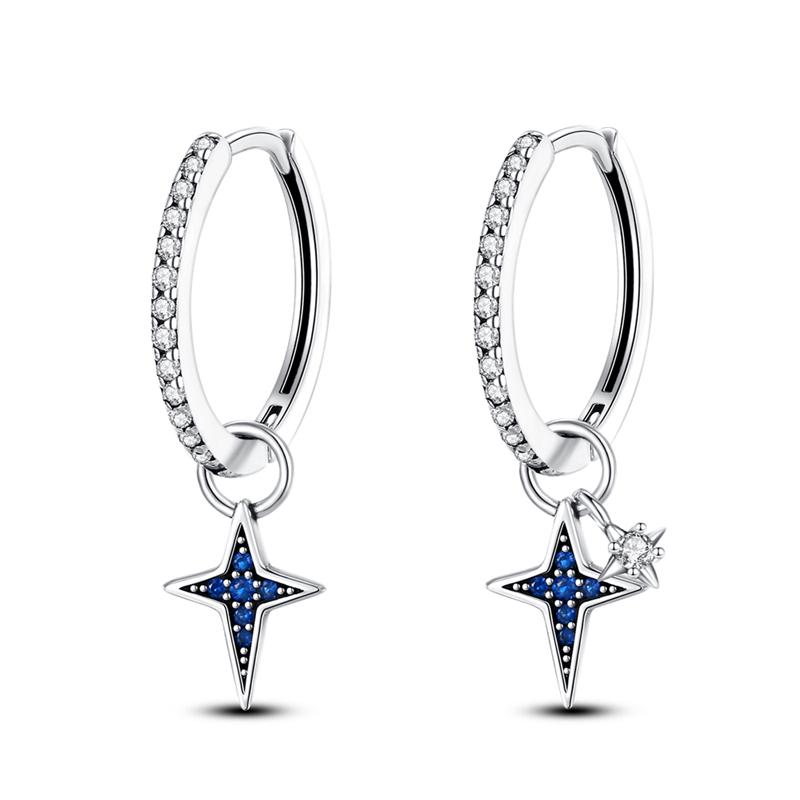 925 Silver Mysterious Star Moon Earrings Jewelry Versatile Hoop Earrings For Women Jewelry Birthday Party Fine Gifts